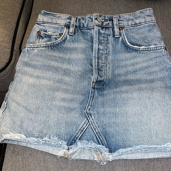 AGOLDE Quinn High Rise Mini Skirt.  Size 24.  100% cotton Premium Denim. - Picture 7 of 12